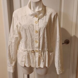 Anthropologie new with tags embroidered white shacket size large